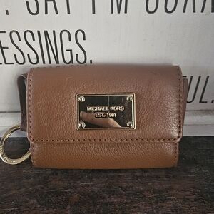 Michael Kors Brown Leather Key Chain Wallet